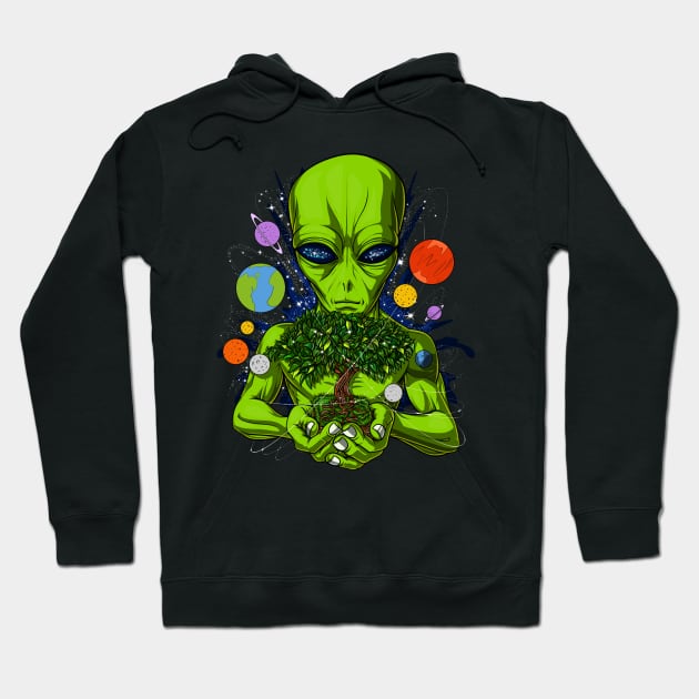 Space Alien Tree Of Life Hoodie by underheaven